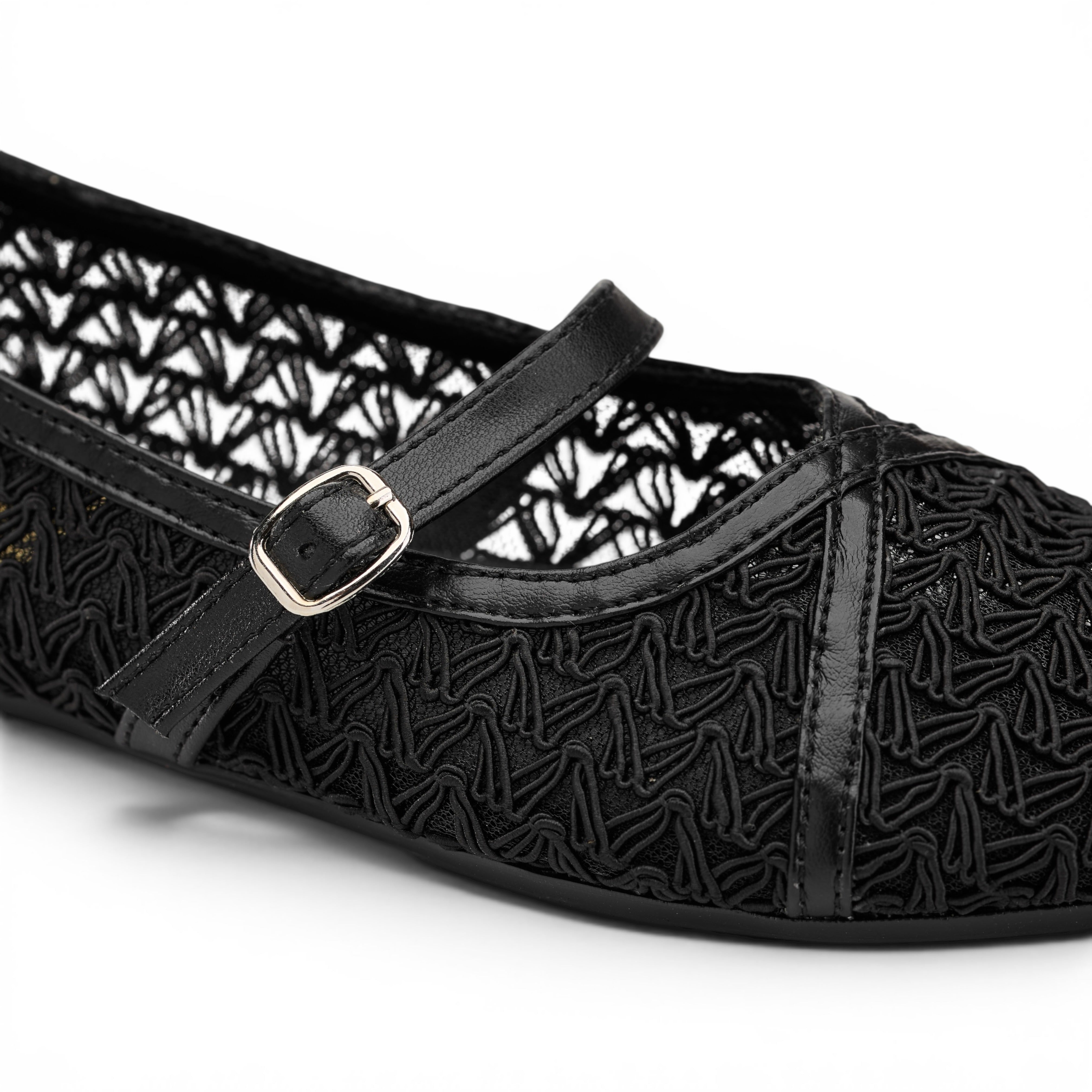 Black Shimmer Mary Jane Ballet Flats