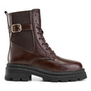 Brown Buckle lace up boot