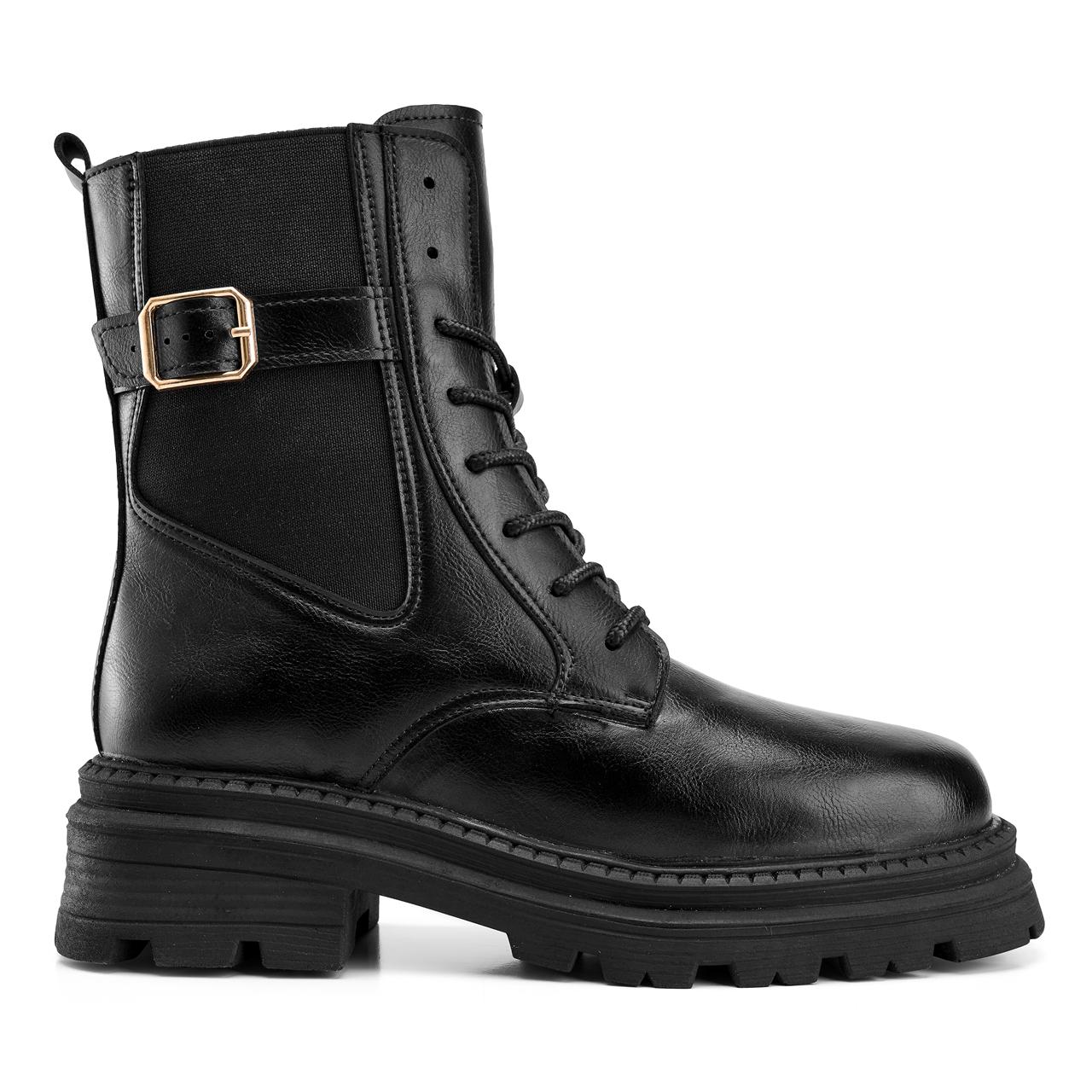 Black Buckle lace up boot