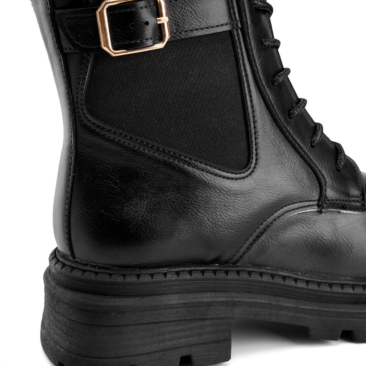 Black Buckle lace up boot
