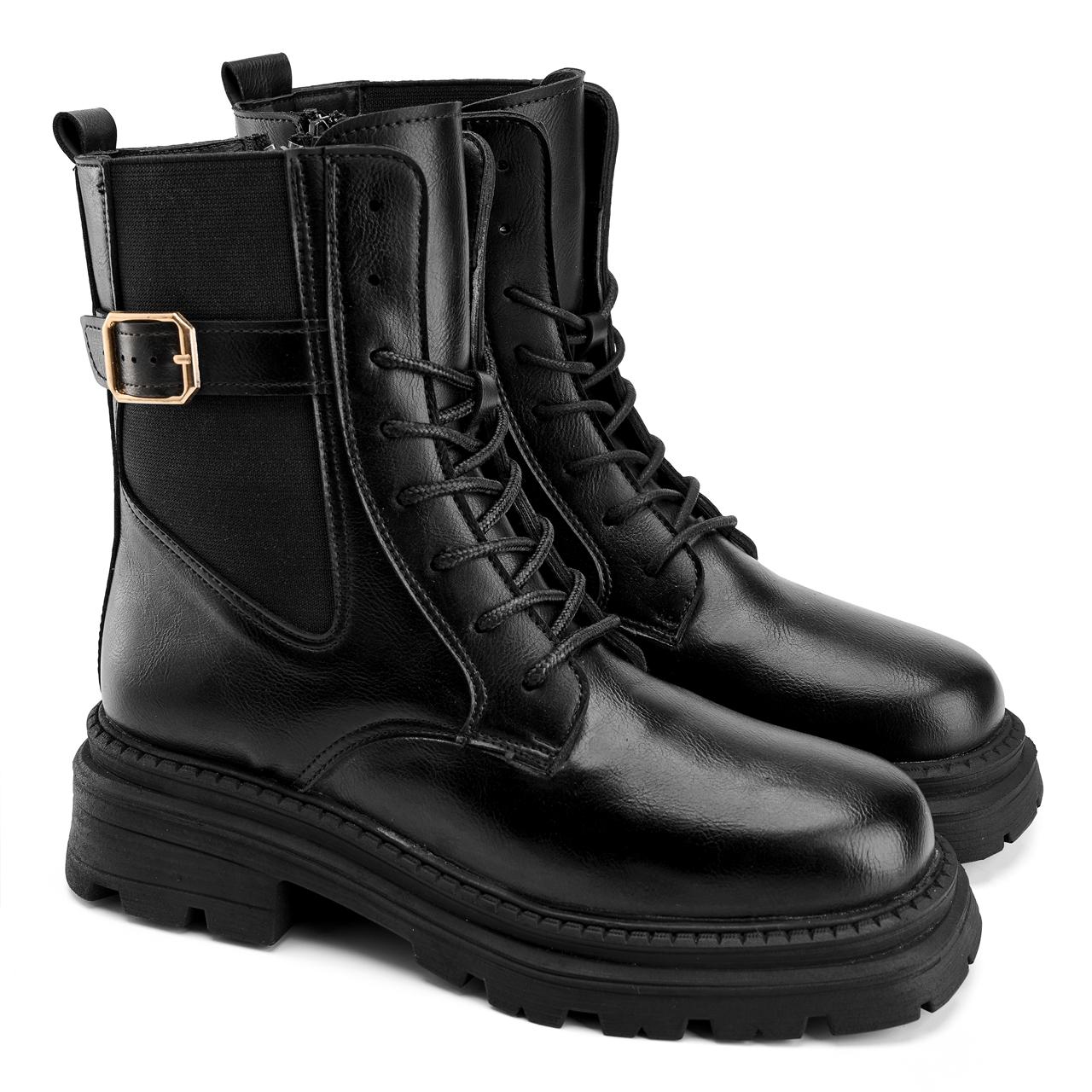 Black Buckle lace up boot